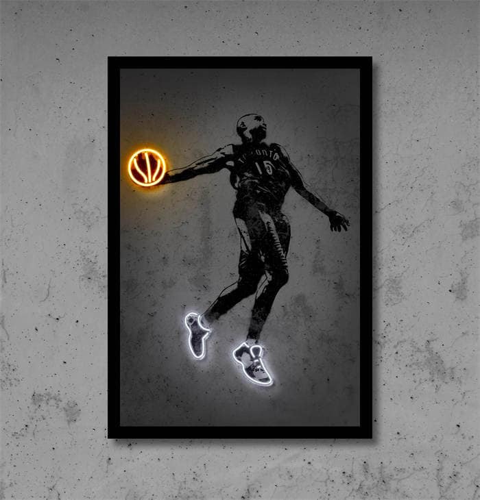Basketball Player Poster with Neon Ball – Decorative Print without Frame