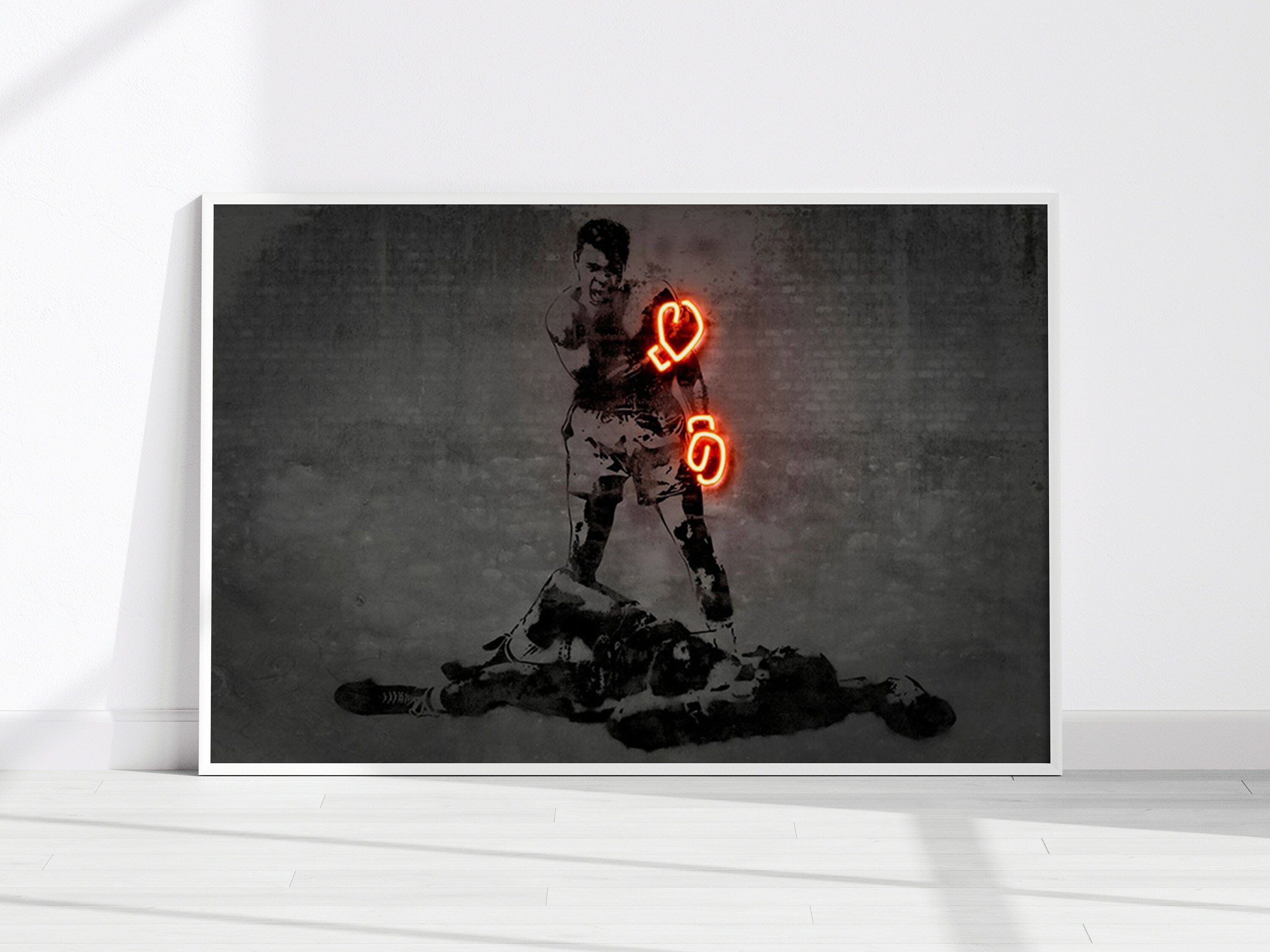 Poster Muhammad Ali Neon Boxing Gloves · Gym · Living Room Pictures · Training Room Pictures · Decorative Print · Without Frame